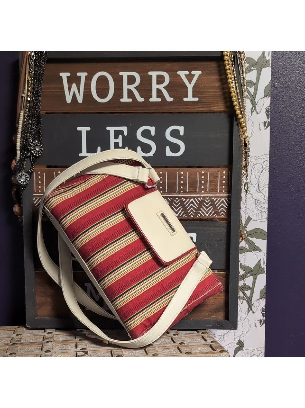 Homestead Holiday Stripe Bag By Longaberger - Picture 2 of 14